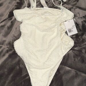 Crochet Monokini White One Piece Swimsuit